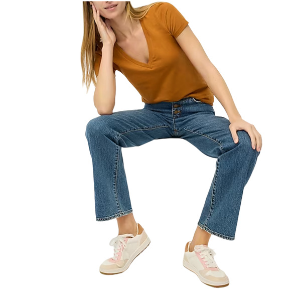 NWT J. Crew Vintage Amber Gold Vintage Slub Cotton V-Neck Tee - Picture 3 of 8